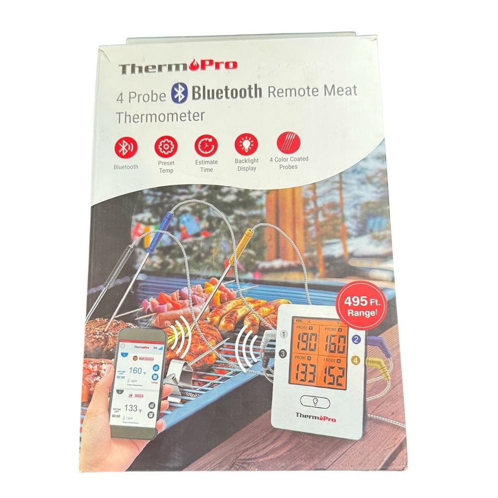 ThermoPro TP25 4 Probe Bluetooth Remote Meat Thermometer 495' Range New Open Box